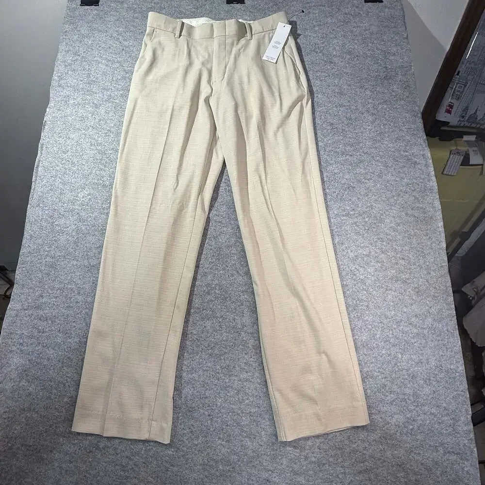 Calvin Klein Slim Fit Stretch 3-Piece Suit in Natural Linen